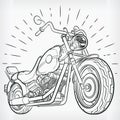 Vintage Motorcycle Doodle Chopper Handdrawing Sketch Biker Vector Royalty Free Stock Photo