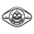 Vintage motorcycle engine cover cylinder template in monochrome style isolated vector illustration Royalty Free Stock Photo