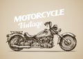 Vintage motorcycle. Hand drawn retro motorbike. Vector illustration Royalty Free Stock Photo