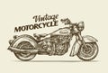 Vintage motorcycle. Hand drawn sketch retro motorbike. Vector illustration Royalty Free Stock Photo