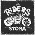 Vintage Motorcycle hand drawn t-shirt print Royalty Free Stock Photo