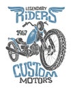 Vintage Motorcycle hand drawn vector t-shirt print