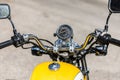 Vintage motorcycle handlebar and speedometer Royalty Free Stock Photo