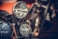 Vintage motorcycle headlight and horn Royalty Free Stock Photo