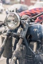 Vintage motorcycle headlight and metal toolbox Royalty Free Stock Photo