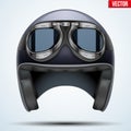 Vintage motorcycle helmet with goggles