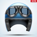 Vintage motorcycle helmet with goggles Royalty Free Stock Photo