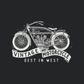 motorcycle illustration old graphic club design garage badge v-engine vintage Royalty Free Stock Photo