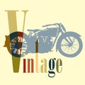 Vintage Motorcycle Motorbike Colorful Art Vector