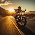 Vintage Motorcycle Racing Down an Open Road