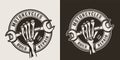 Vintage motorcycle repair service round logo Royalty Free Stock Photo