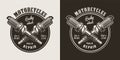 Vintage motorcycle repair shop round logo Royalty Free Stock Photo