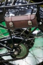 Vintage motorcycle saddle bag Royalty Free Stock Photo