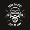 Vintage motorcycle t-shirt graphics. Born to ride. Ride to live. Vector illustration.