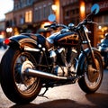 Vintage motorcyle, wheeled road transport