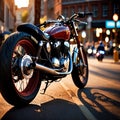 Vintage motorcyle, wheeled road transport