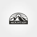Vintage mountain emblem logo vector illustration design, adventure outdoor retro design