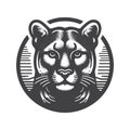 Vintage Mountain Lion Front View Vector Icon Design. Royalty Free Stock Photo