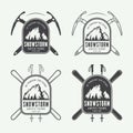 Vintage mountaineering and arctic expeditions logos, badges Royalty Free Stock Photo
