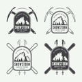 Vintage mountaineering and arctic expeditions logos, badges