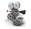 Vintage movie camera and film Royalty Free Stock Photo