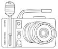 Vintage movie camera with retro microphone and portable handle vector illustration Royalty Free Stock Photo