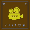 Vintage movie camera vector Icon Royalty Free Stock Photo