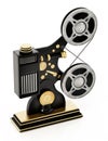 Vintage movie projector isolated on white background. 3D illustration Royalty Free Stock Photo