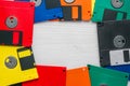 Vintage multi-colored floppy disk on white background Royalty Free Stock Photo