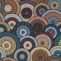 Multicolored mosaic circles. Vintage style. Seamless vector pattern. Royalty Free Stock Photo