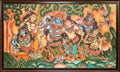 a vintage mural painting of lord krishna