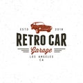 Vintage muscle car garage logo. vector illustration Royalty Free Stock Photo