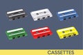 Vintage Music Cassette Tape. Different Colors Illustrations