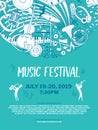Vintage music festival vector poster template Royalty Free Stock Photo