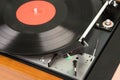 vintage music player turntable with lp