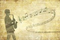 Vintage musical background with saxophonist Royalty Free Stock Photo