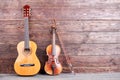 Vintage musical instruments and copy space. Royalty Free Stock Photo