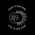 Vintage Mystic Kissing Sun and Moon Illustration with Lettering Royalty Free Stock Photo