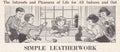 Vintage naive illustration of children doing leather work craft 1940s.