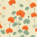 Vintage Nasturtium Background With Flowing Silhouettes And Sparse Design