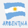 Vintage national flag of Argentina in torn paper grunge texture style. Independence day background. Isolated on white Good idea fo Royalty Free Stock Photo