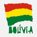 Vintage national flag of Bolivia in torn paper grunge texture style. Independence day background. Isolated on white Good idea for Royalty Free Stock Photo