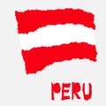 Vintage national flag of Peru in torn paper grunge texture style. Independence day background. Isolated on white Good idea for ret Royalty Free Stock Photo