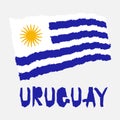 Vintage national flag of Uruguay in torn paper grunge texture style. Independence day background. Isolated on white Good idea for Royalty Free Stock Photo