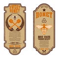 Vintage natural honey flyer templates. Design elements for logo, label, sign, badge