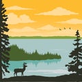 Vintage Nature Poster - Elk at Lake