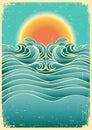 Vintage nature seascape background with sunlight o