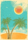 Vintage nature tropical island and sea background