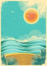 Vintage nature tropical seascape background with s