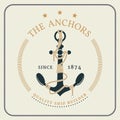 Vintage nautical anchor and tied rope label